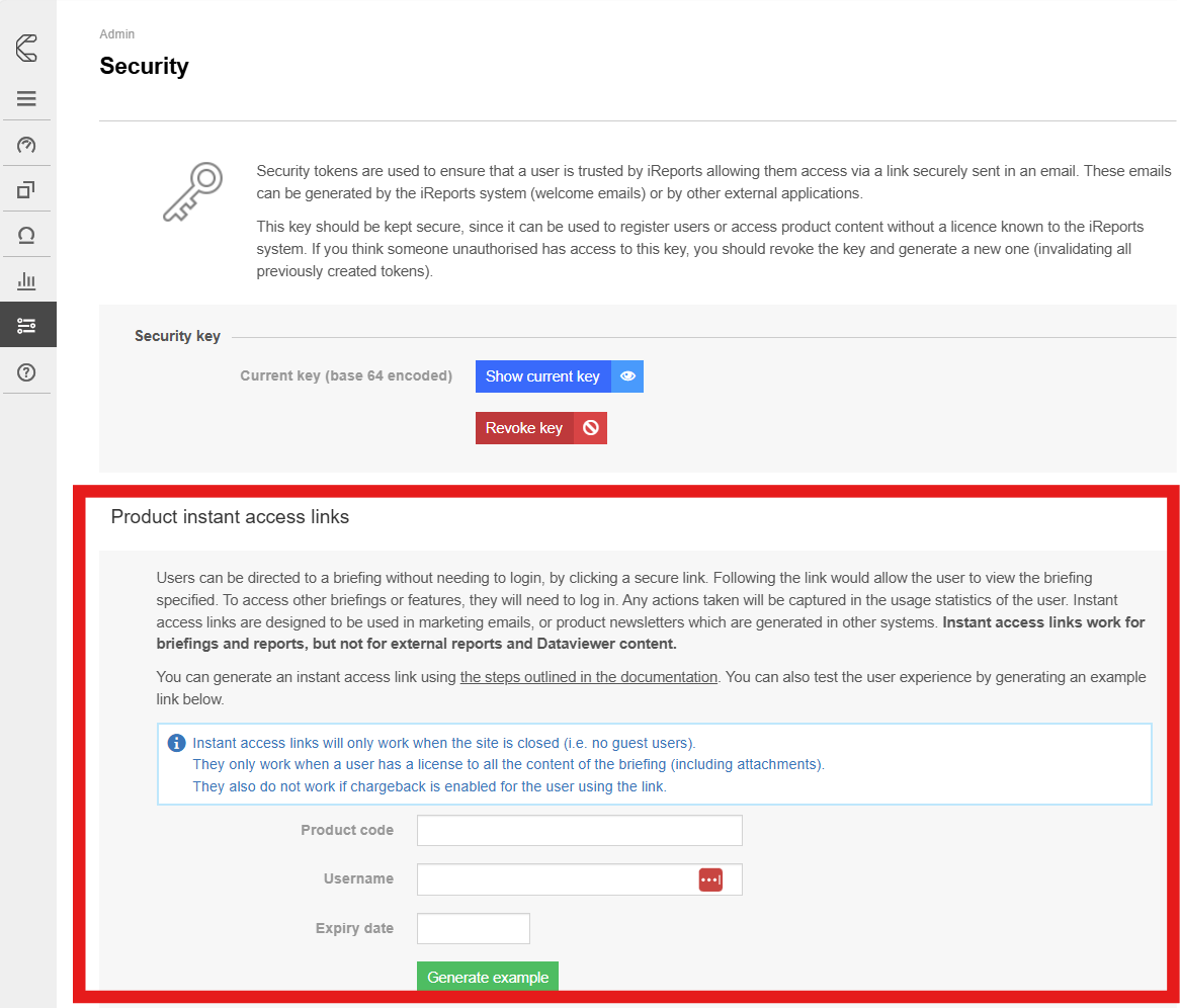 Instant Access Links to Reports